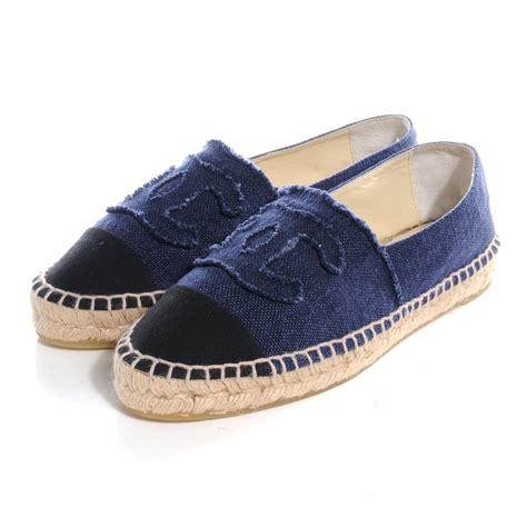 espadrillas chanel blue and black|authentic Chanel espadrilles.